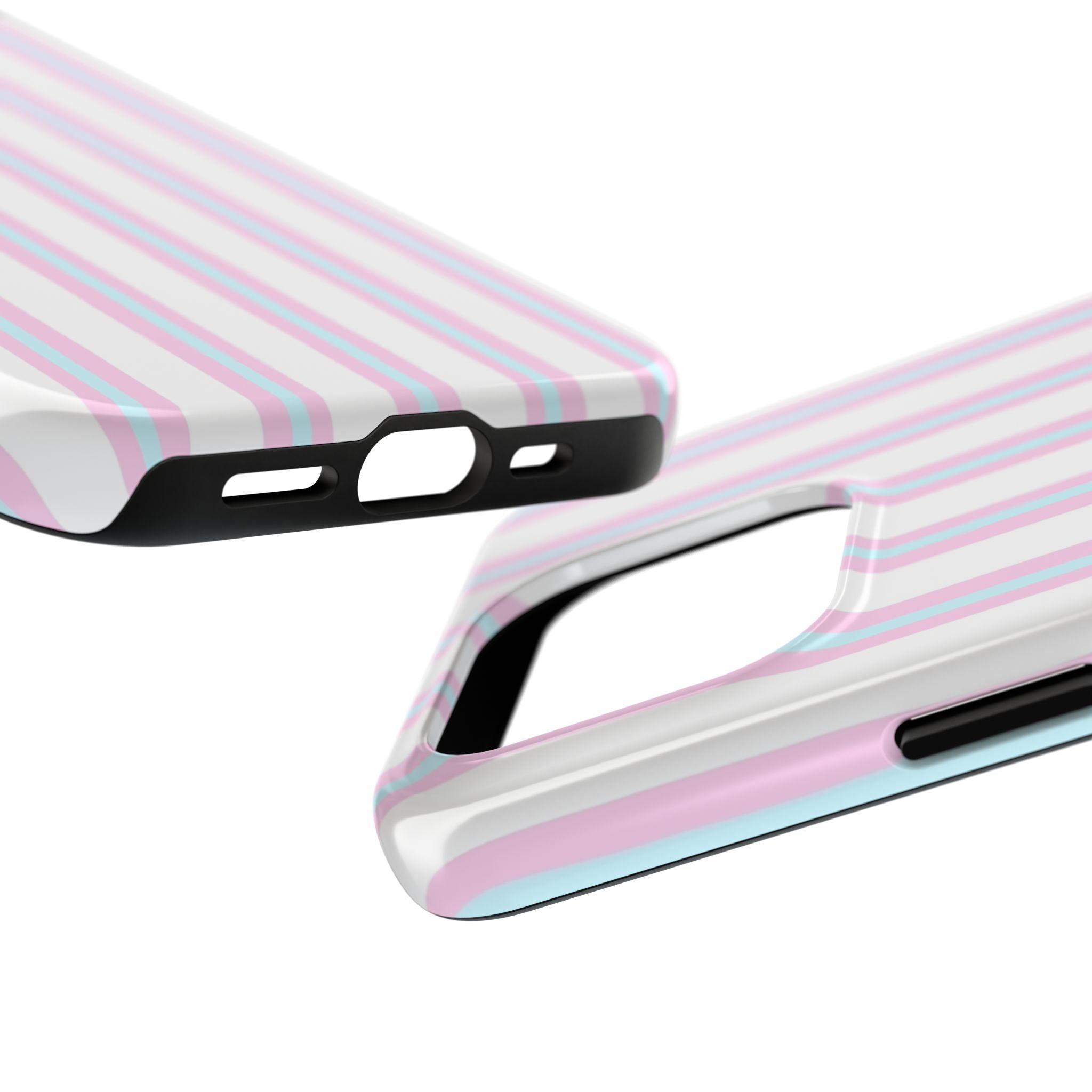 Glossy Pink & Blue Striped iPhone Case