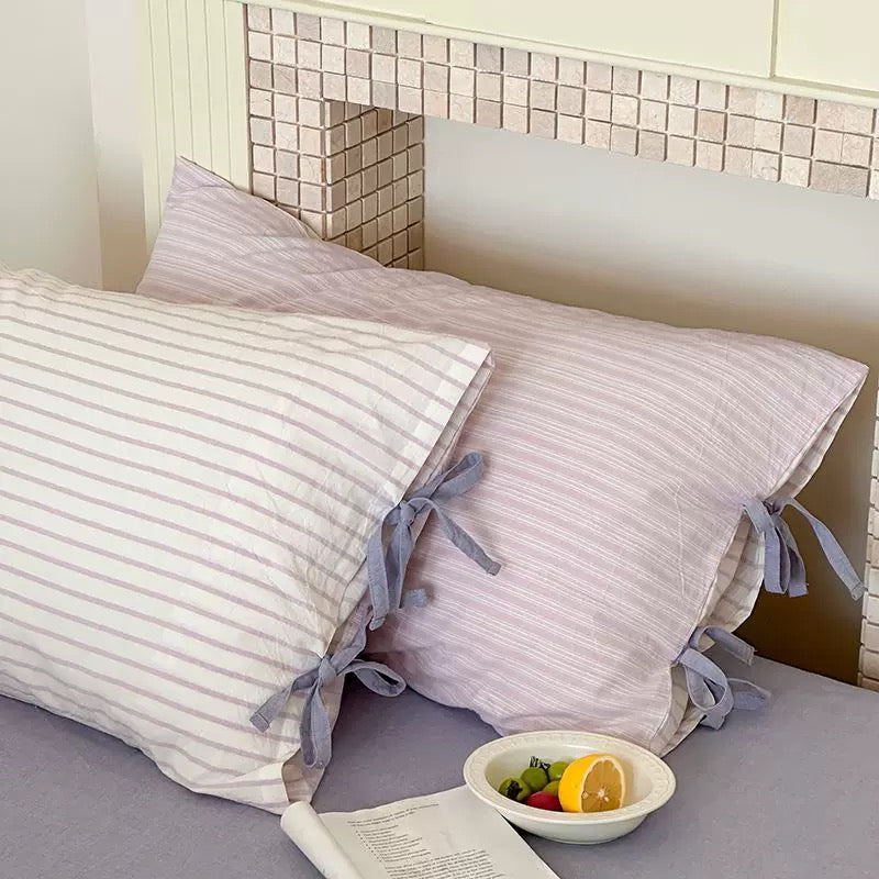 Pastel Striped Bow Pillowcase