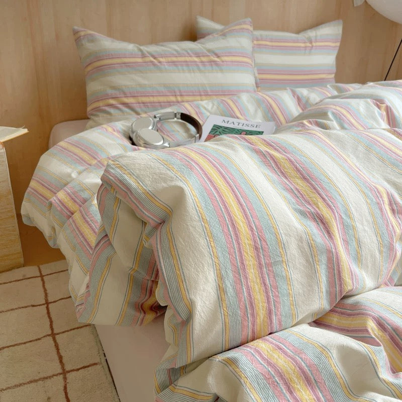 Soft Retro Striped Duvet Cover Set
