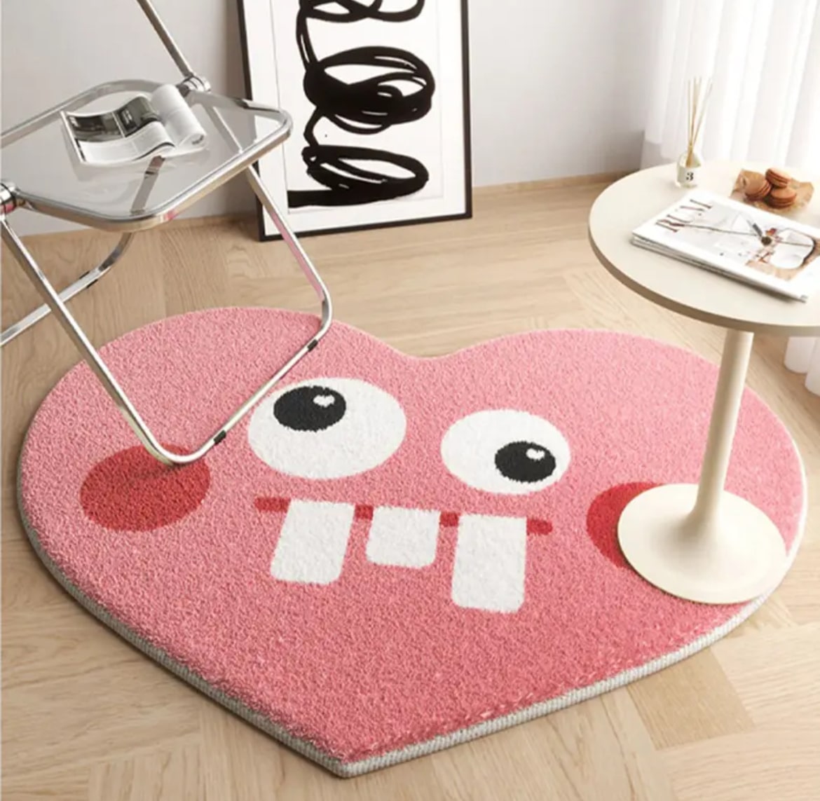 Peach Cute Heart Carpet