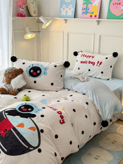 Cute Penguin Milk Fleece Bedding Set