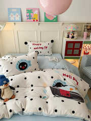 Cute Penguin Milk Fleece Bedding Set
