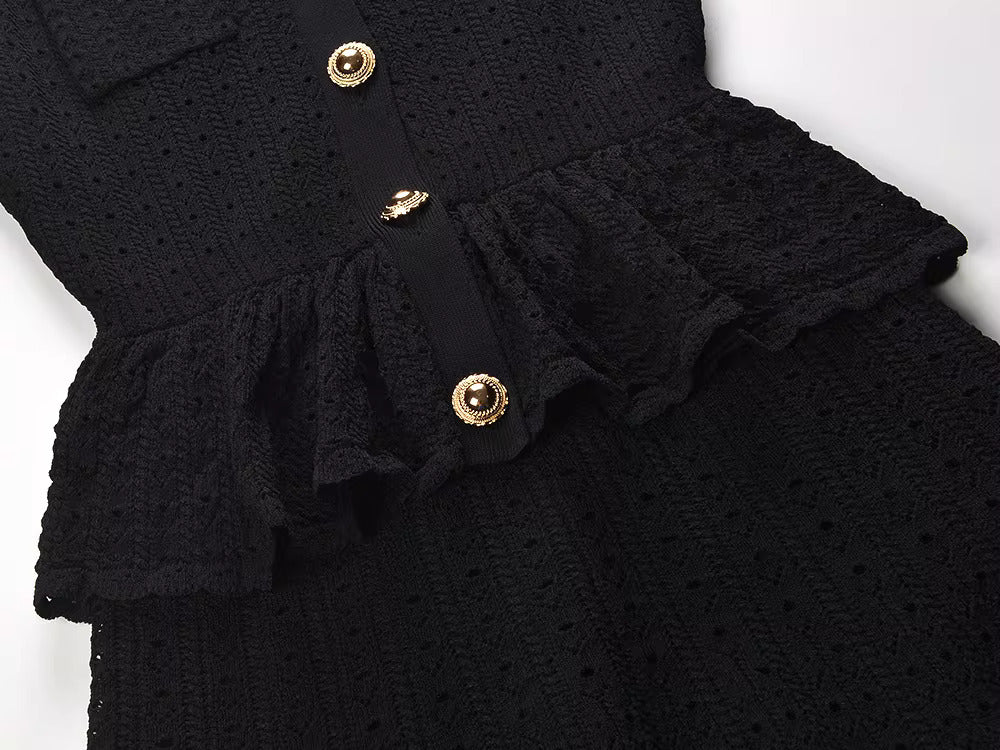 Black Peplum Waist Dress