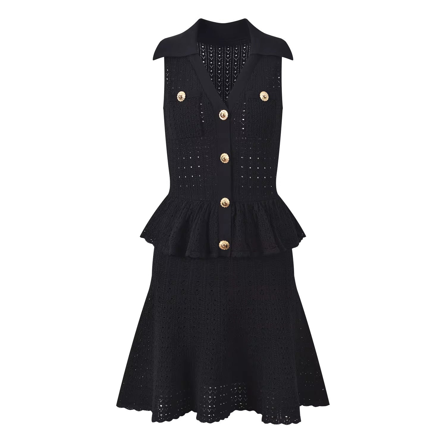 Black Peplum Waist Dress