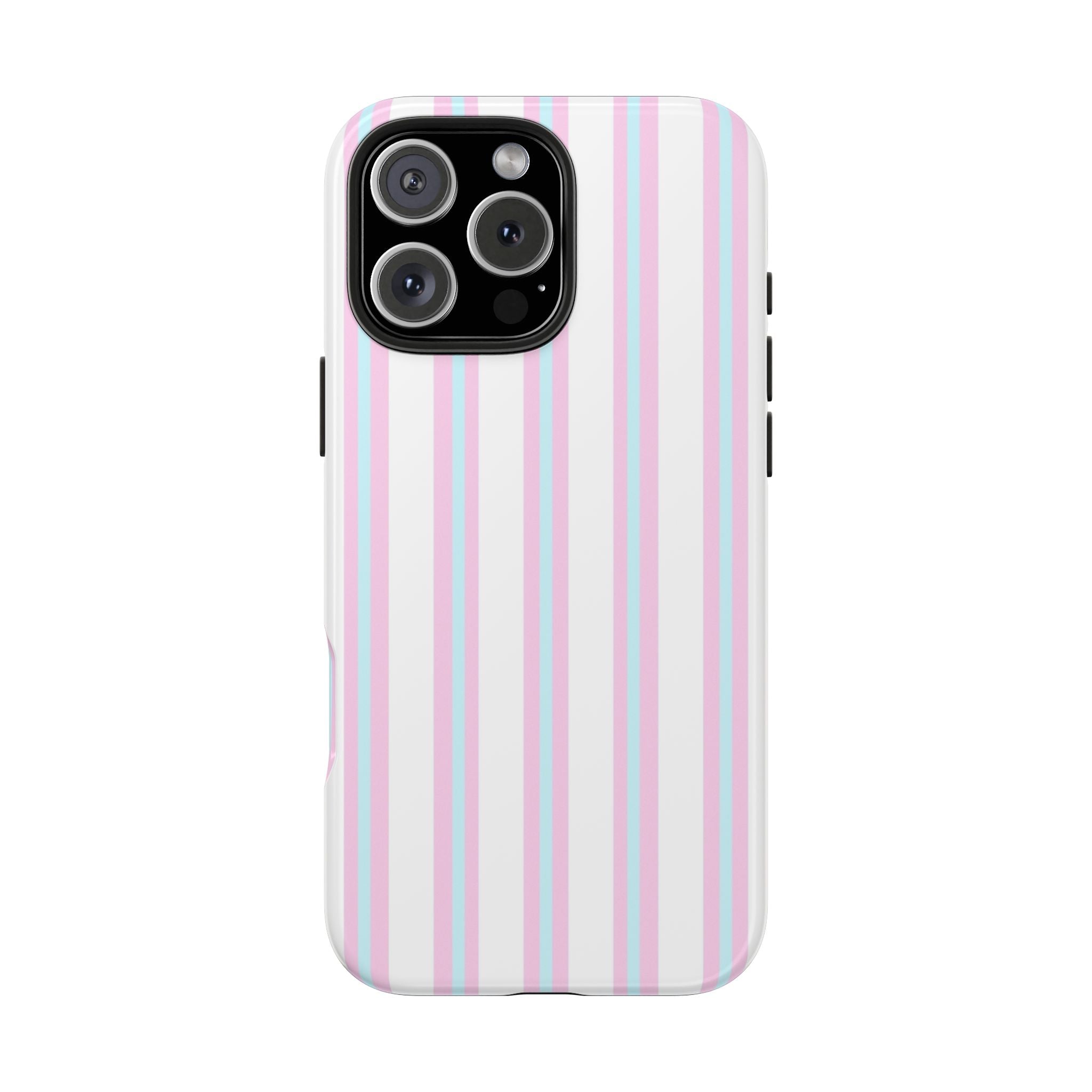 Glossy Pink & Blue Striped iPhone Case