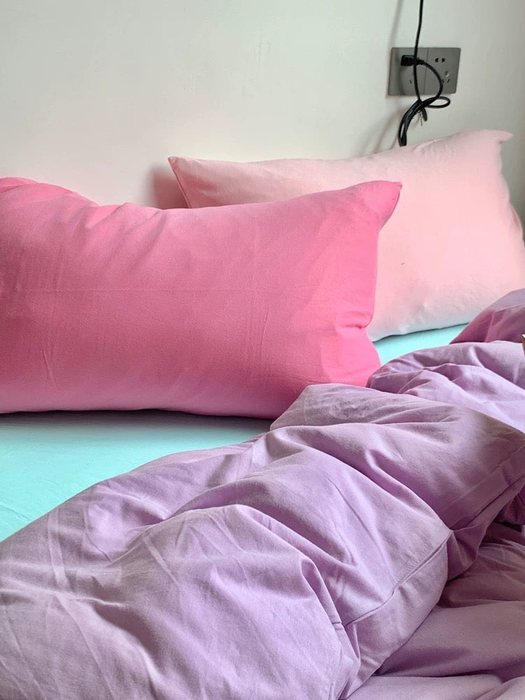 Pastel Pink Cotton Duvet Cover Set