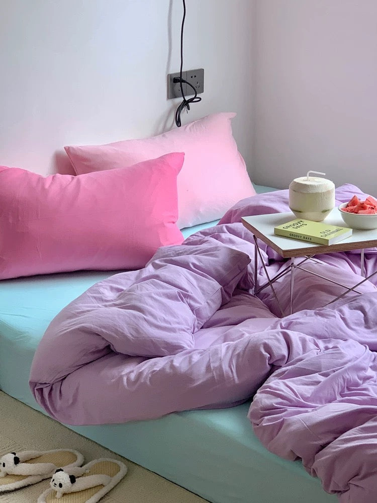 Pastel Pink Cotton Duvet Cover Set
