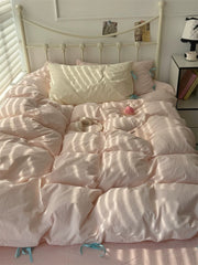 Pastel Pink Gingham Duvet Cover Set