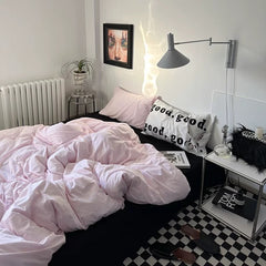 Pink & Black Minimalist Bedding Set
