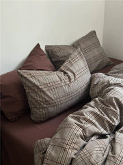 Dark Academia Plaid Cotton Duvet Cover Set