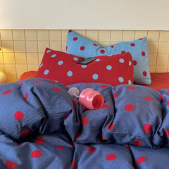 Navy Blue Polka Dot Bedding Set