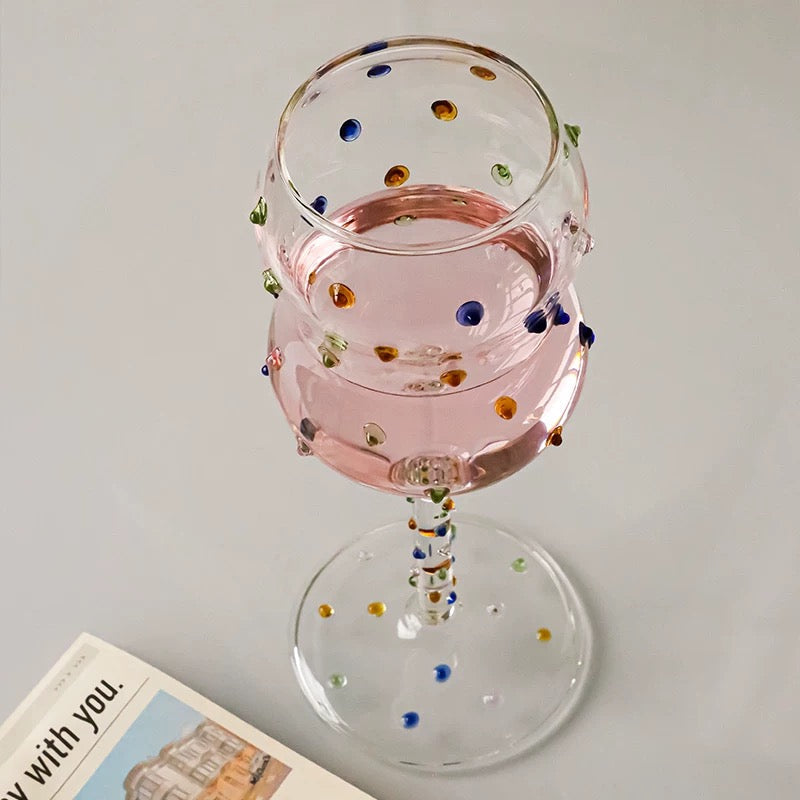 Colorful Dots Wine Goblet Glass