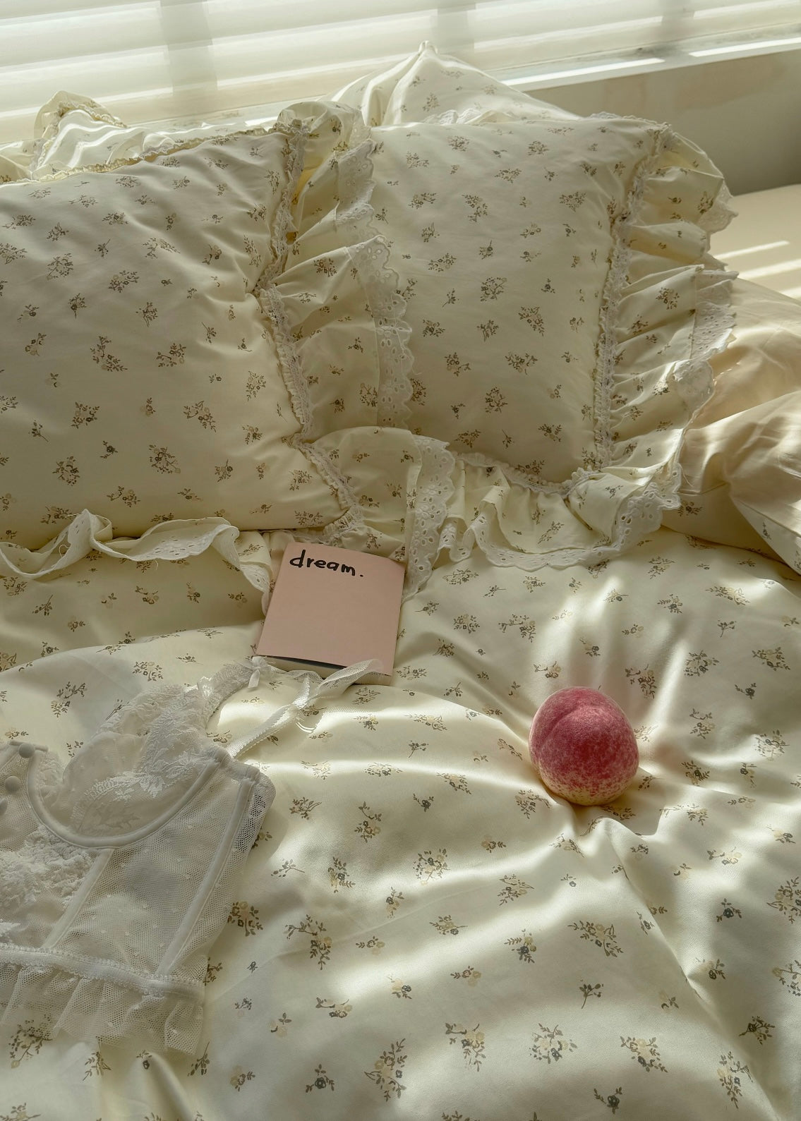 Ivory Floral Cotton Duvet Cover Set