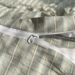 Grey Minimalist Striped Duvet Cover Set