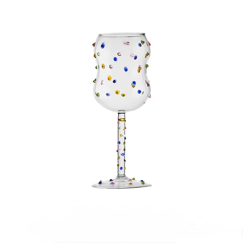 Colorful Dots Wine Goblet Glass