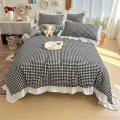 Red Gingham Plaid Duvet Cover Set