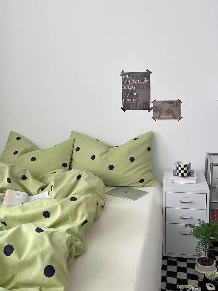 Sage Green Polka Dot Duvet Cover Set