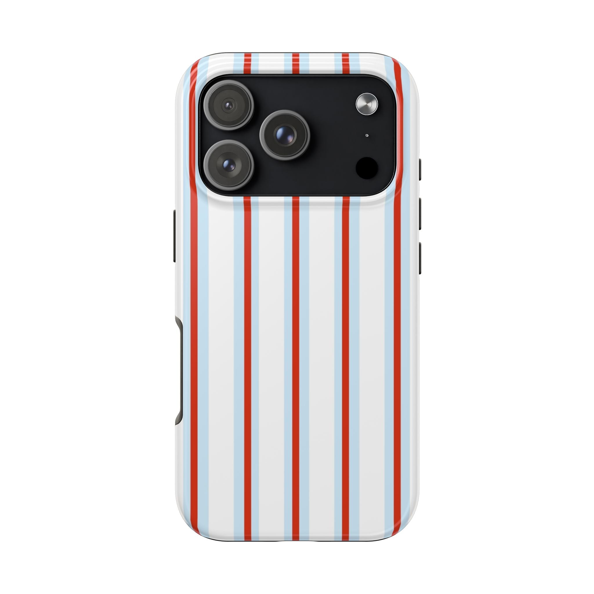 Retro Red & Blue Striped iPhone Case