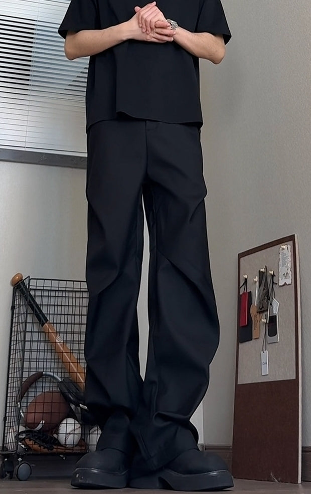 Black Pleats Wide Leg Pants