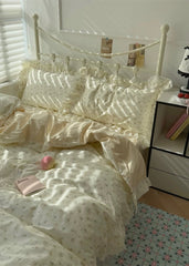 Ivory Floral Cotton Duvet Cover Set