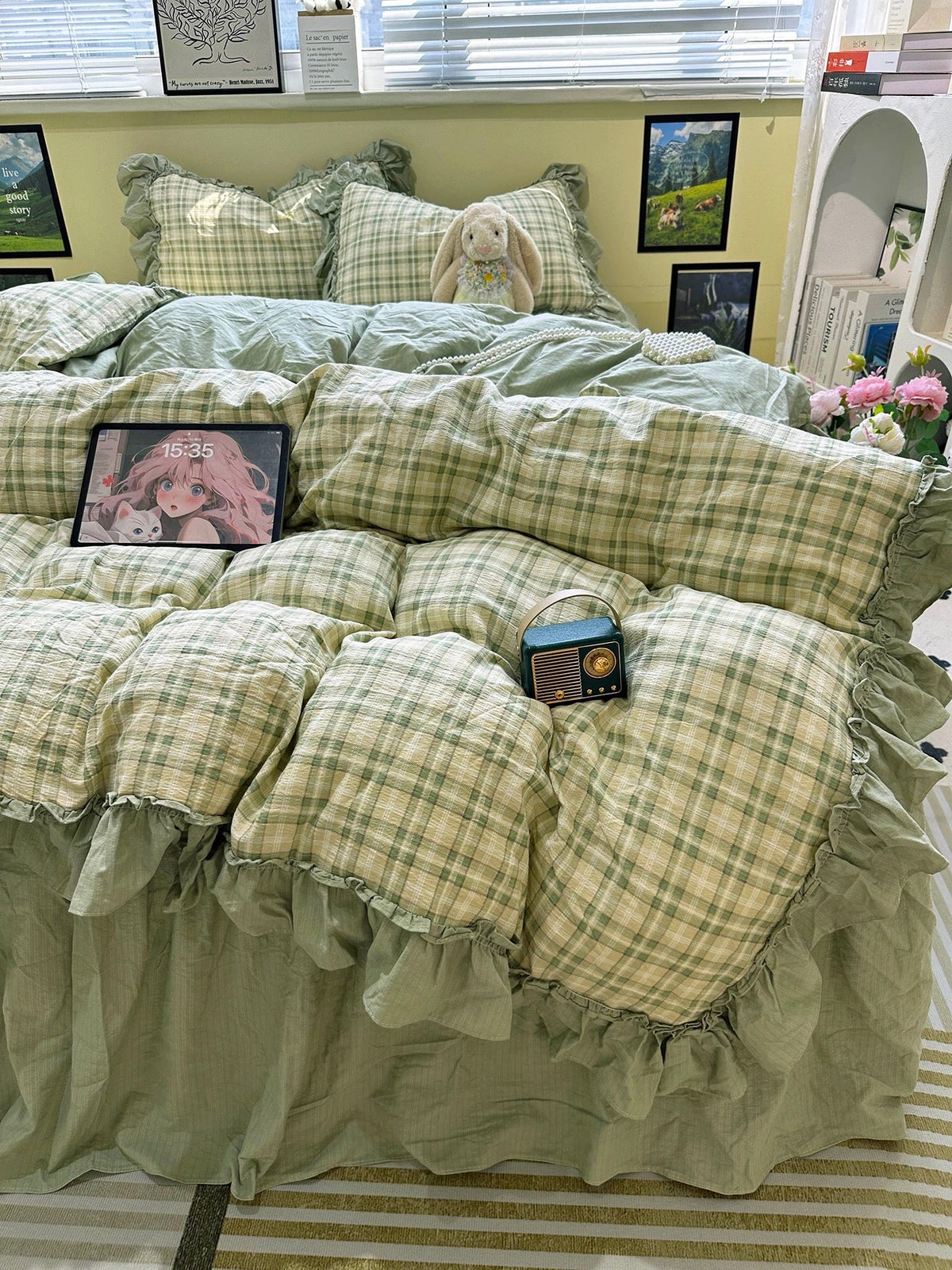 Sage Green Washed Cotton Duvet Cover Set