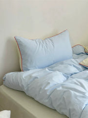Blue & Cream Color Block Bedding Set