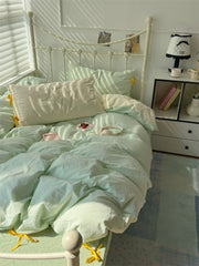 Pastel Green Gingham Duvet Cover Set