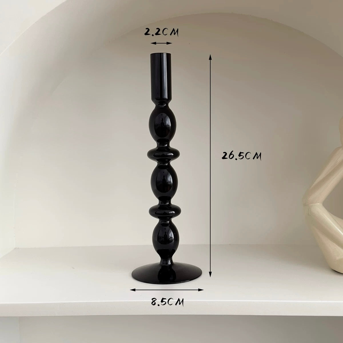 Decorative Black Glass Candle Holder