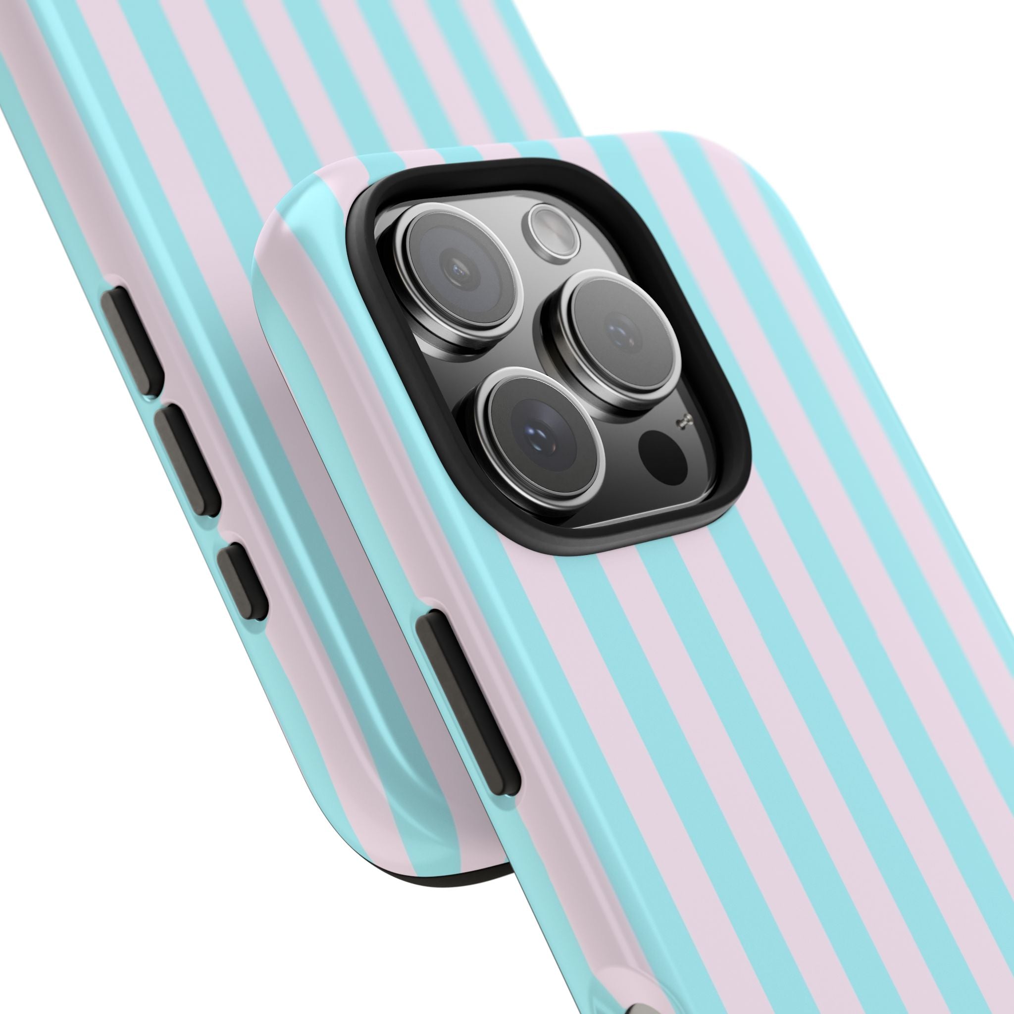 Glossy Turquoise & Pink Striped iPhone Case
