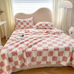 Pink & White Checkered Flannel Blanket