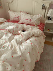 Coquette Rose Plaid Bedding Set