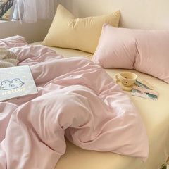 Pastel Pink & Cream Solid Bedding Set