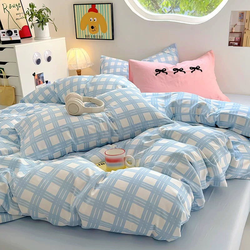 Blue Plaid Bedding Set
