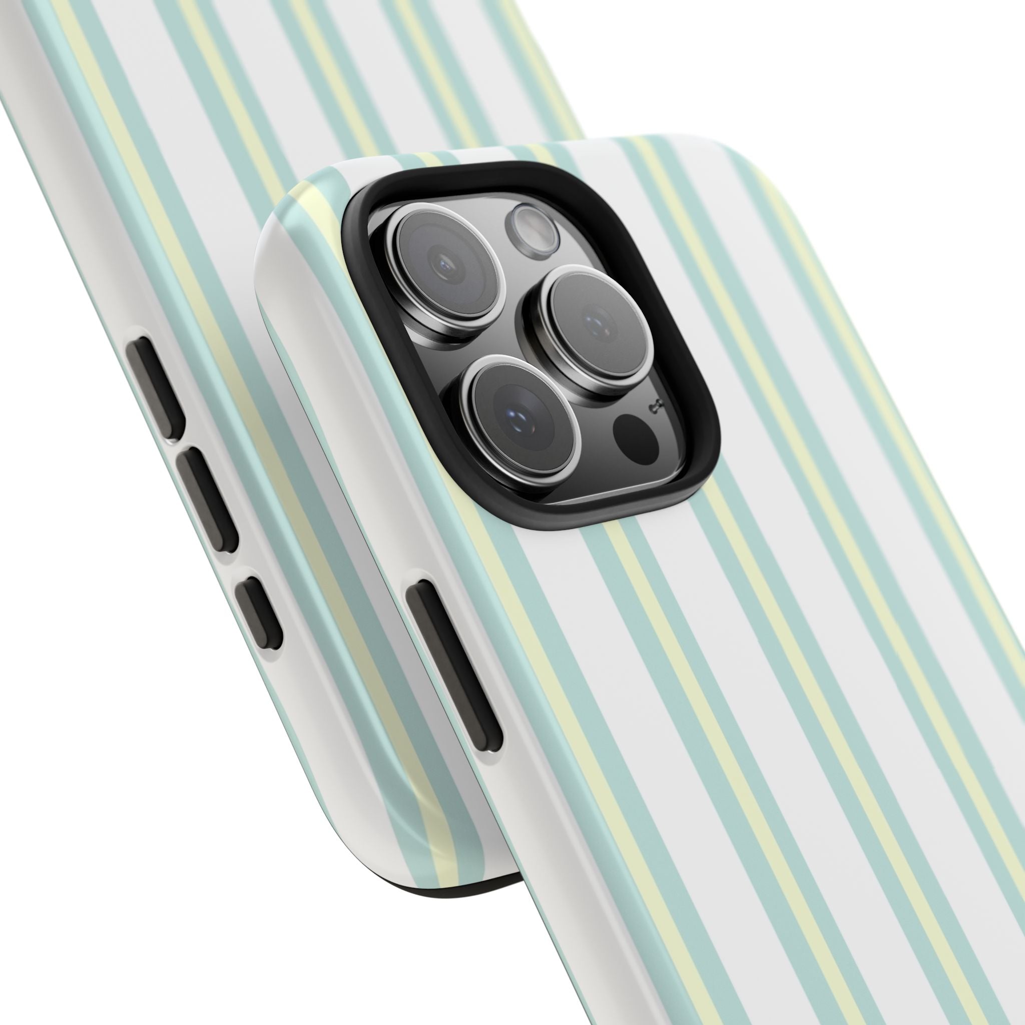 Mint & Yellow Glossy Striped iPhone Case