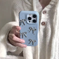 Sparkly Denim Bow iPhone Case