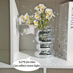 Mirror Disco Ball Spiral Vase