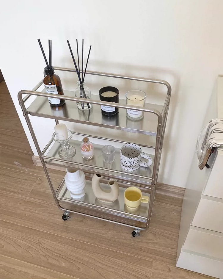 Chrome Rolling Bar Cart