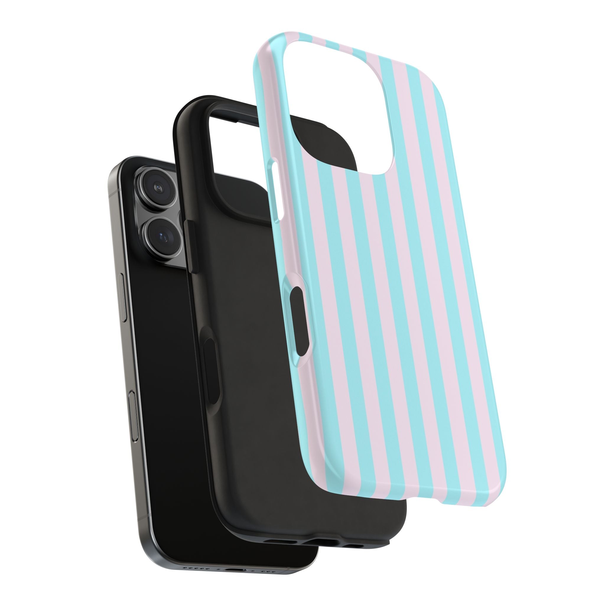 Glossy Turquoise & Pink Striped iPhone Case