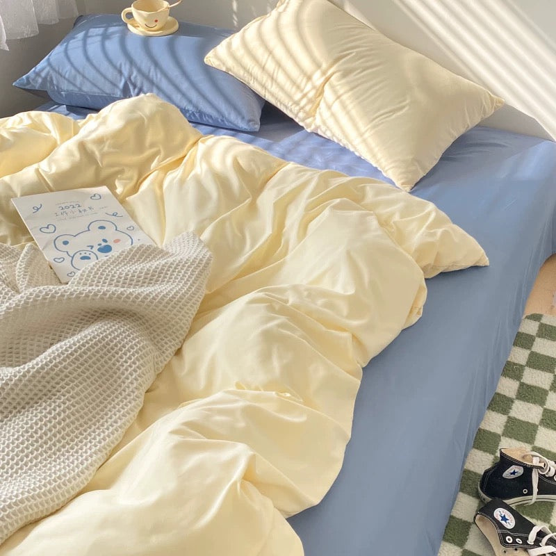 Soft Pastel Blue & Cream Bedding Set