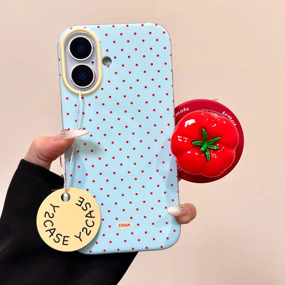 Blue Polka Dot Tomato iPhone Case