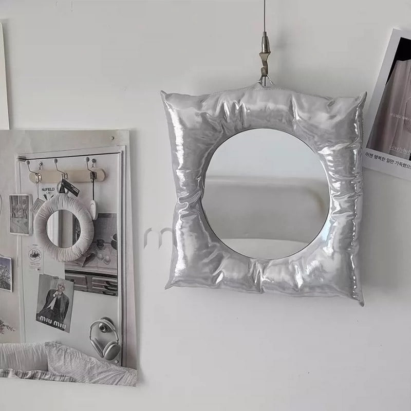 Soft Girl Aesthetic Silver Pillow Mirror