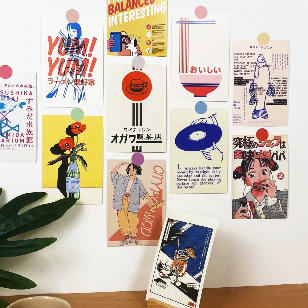 Japanese Vintage Wall Collage Postcards