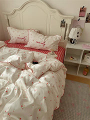 Coquette Rose Plaid Bedding Set