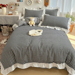 Red Gingham Plaid Duvet Cover Set