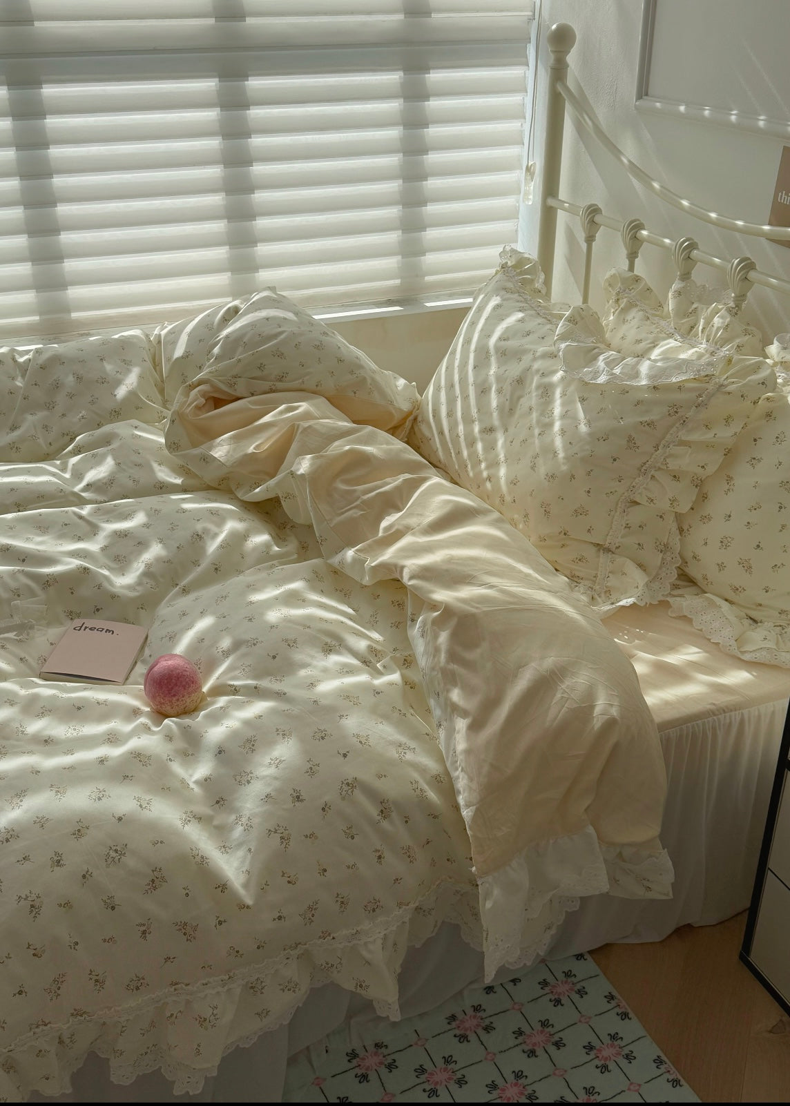 Ivory Floral Cotton Duvet Cover Set