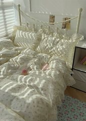 Ivory Floral Cotton Duvet Cover Set