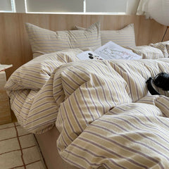 Parisian Style Beige Striped Duvet Cover Set
