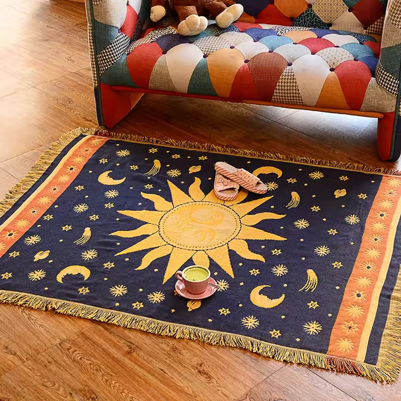 Celestial Sun & Moon Woven Blanket