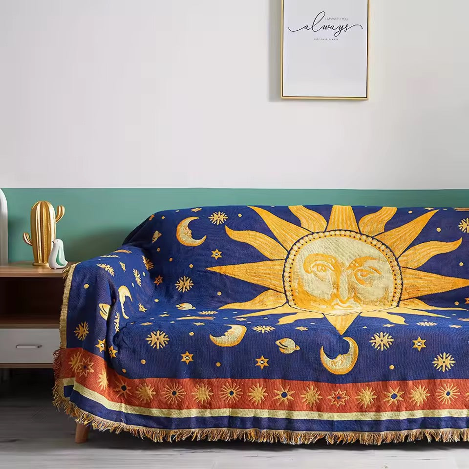 Celestial Sun & Moon Woven Blanket