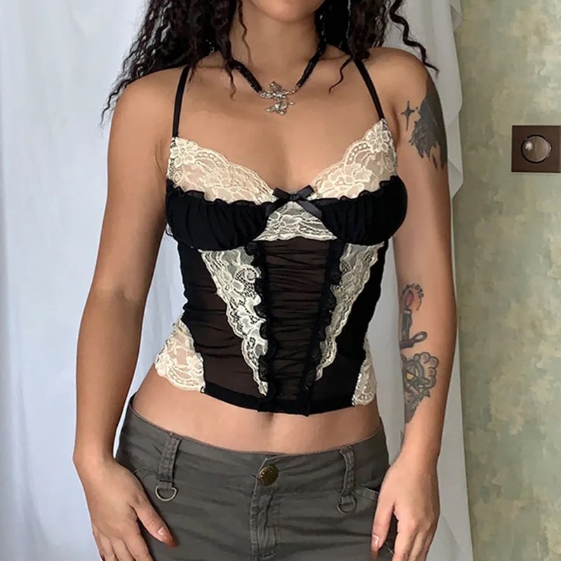 Y2K Aesthetic Goth Crop Top